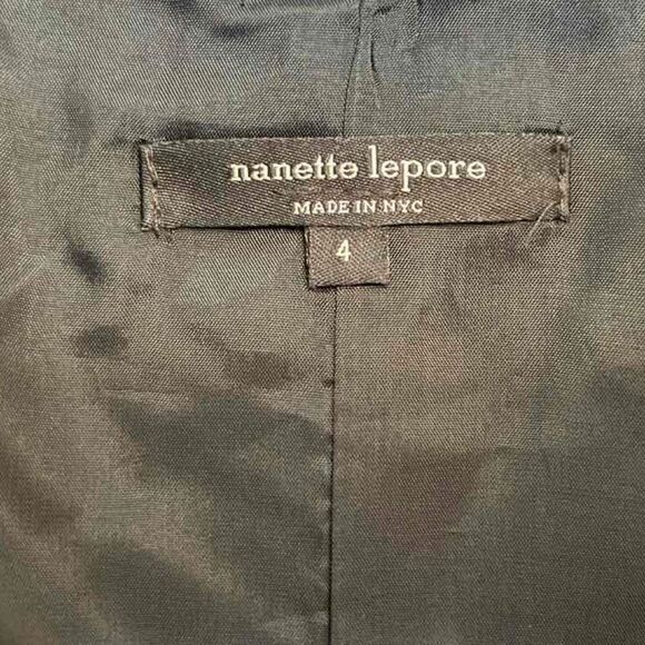 Nanette Lepore Silk Sleeveless V Neck Front Zip Geometric Print Dress Sz 4 - Picture 6 of 12